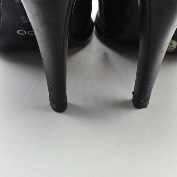 ALDO Y2K Sz 10 Black Leather Lace-Up Brogue Style Heeled Oxford Stiletto Shoes - Picture 9 of 12